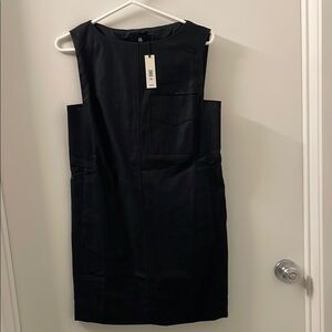 Banana Republic mod black linen mini dress